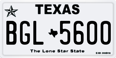TX license plate BGL5600