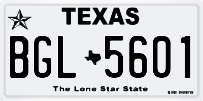 TX license plate BGL5601