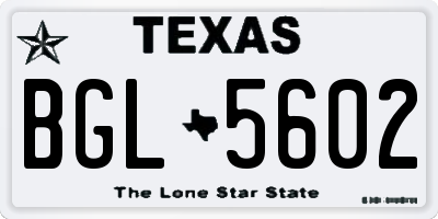 TX license plate BGL5602