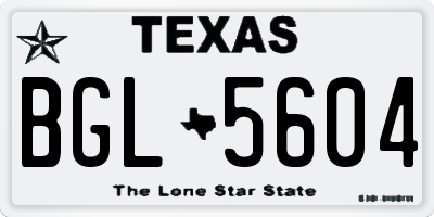 TX license plate BGL5604