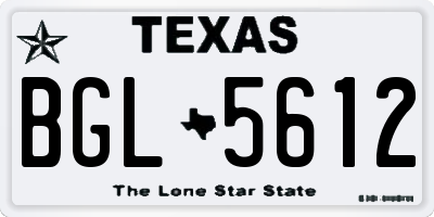 TX license plate BGL5612