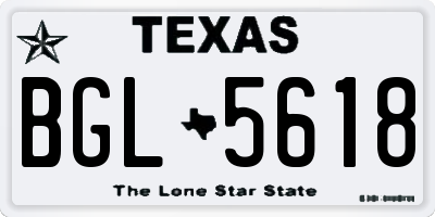 TX license plate BGL5618