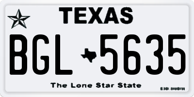 TX license plate BGL5635