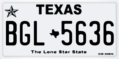 TX license plate BGL5636