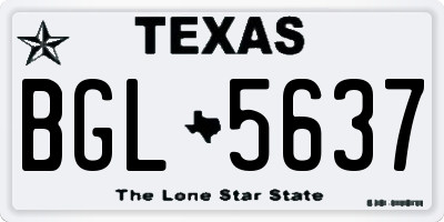 TX license plate BGL5637