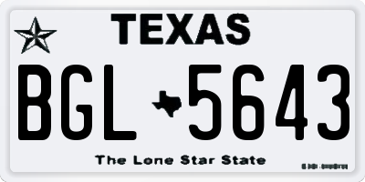 TX license plate BGL5643