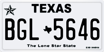 TX license plate BGL5646