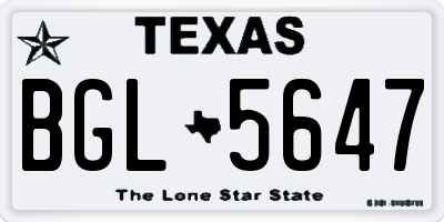 TX license plate BGL5647