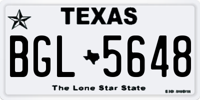 TX license plate BGL5648