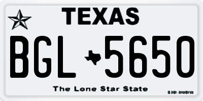 TX license plate BGL5650