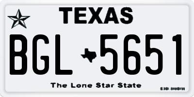 TX license plate BGL5651