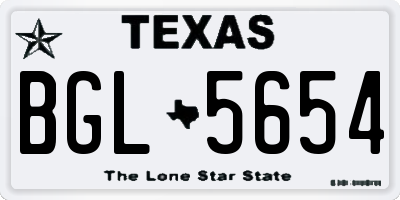 TX license plate BGL5654