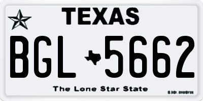 TX license plate BGL5662