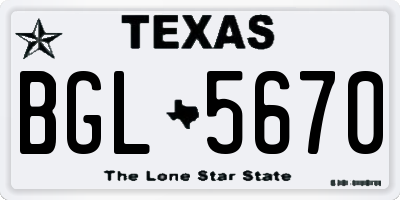 TX license plate BGL5670