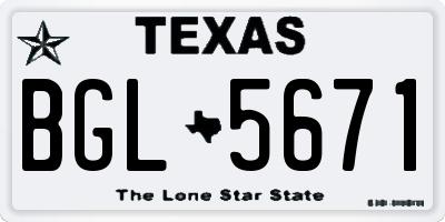 TX license plate BGL5671