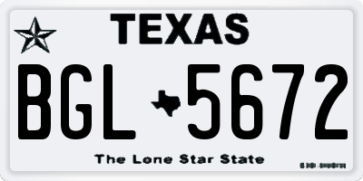 TX license plate BGL5672