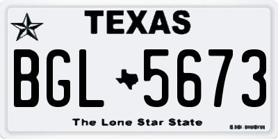 TX license plate BGL5673