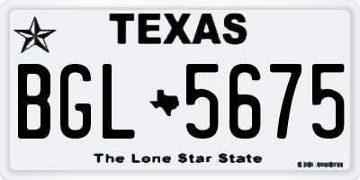 TX license plate BGL5675