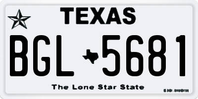 TX license plate BGL5681