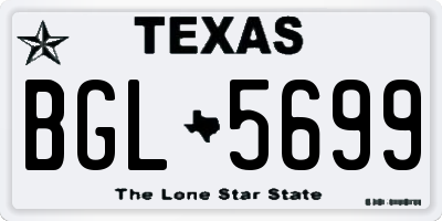 TX license plate BGL5699