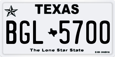 TX license plate BGL5700