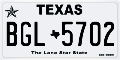 TX license plate BGL5702