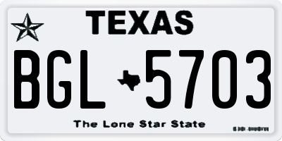 TX license plate BGL5703