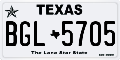 TX license plate BGL5705