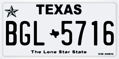 TX license plate BGL5716