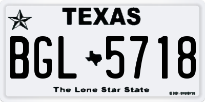 TX license plate BGL5718