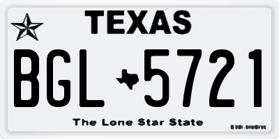 TX license plate BGL5721