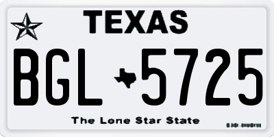 TX license plate BGL5725