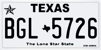 TX license plate BGL5726