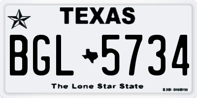 TX license plate BGL5734