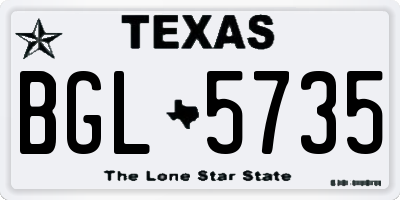 TX license plate BGL5735