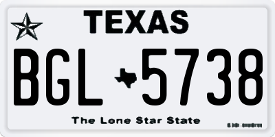 TX license plate BGL5738