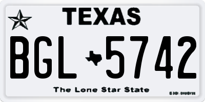 TX license plate BGL5742