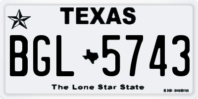 TX license plate BGL5743