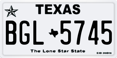 TX license plate BGL5745