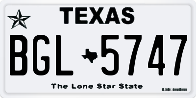 TX license plate BGL5747