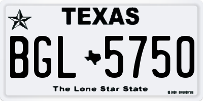 TX license plate BGL5750