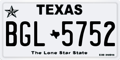 TX license plate BGL5752