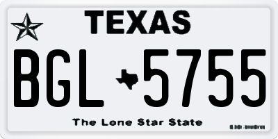 TX license plate BGL5755