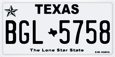 TX license plate BGL5758