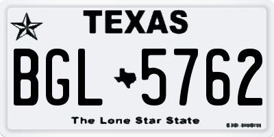 TX license plate BGL5762