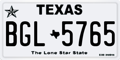 TX license plate BGL5765
