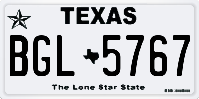 TX license plate BGL5767