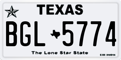 TX license plate BGL5774