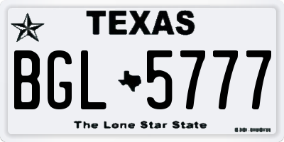 TX license plate BGL5777