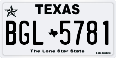 TX license plate BGL5781